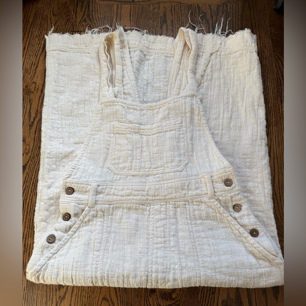 Free People Cream Gauze Cotton Overall Dress
